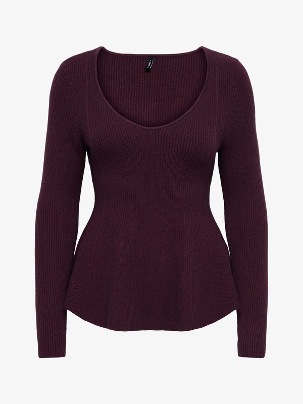 ONLY ONLIBI V NECK RIB PEPLUM  - Jumper - port royale