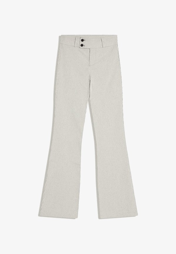 Bershka FLARED - Trousers - white