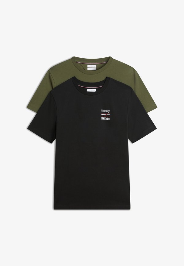 Tommy Hilfiger CHEST GRAPHIC TEES ZALANDO EXCLUSIVE 2 PACK - Basic T-shirt - black/huntsman green