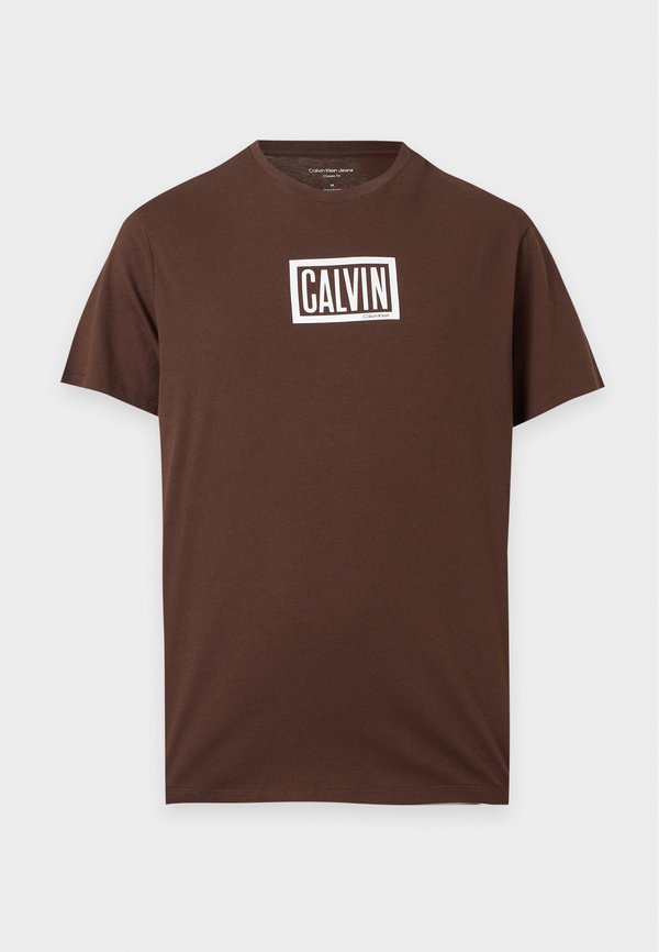 Calvin Klein Jeans BOXED GRAPHIC - Print T-shirt - brown cork