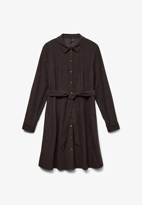 Vero Moda VMVILJA Short Corduroy - Shirt dress - chocolate torte