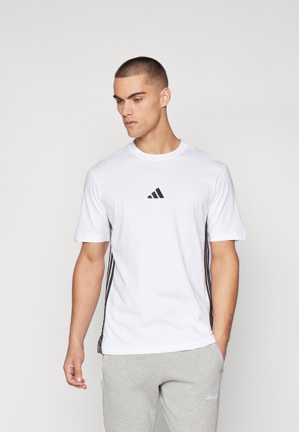 adidas Sportswear ESSENTIALS THREE STRIPES SINGLE - Print T-shirt - white/black