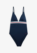 Tommy Hilfiger GLOBAL STRIPE PLUNGE TRIANGLE  - Swimsuit - dark night navy