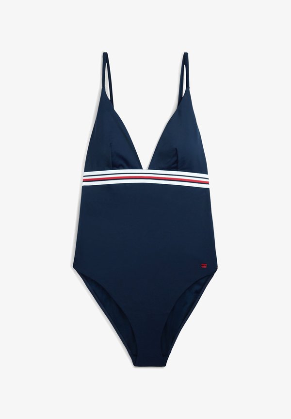 Tommy Hilfiger GLOBAL STRIPE PLUNGE TRIANGLE  - Swimsuit - dark night navy