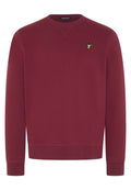 Bordeauxfarbenes Sweatshirt aus weichem Stoff, Rundhalsausschnitt, gerippte Bündchen und Saum. Mit einer kleinen grünen Logo-Applikation auf der Brust.