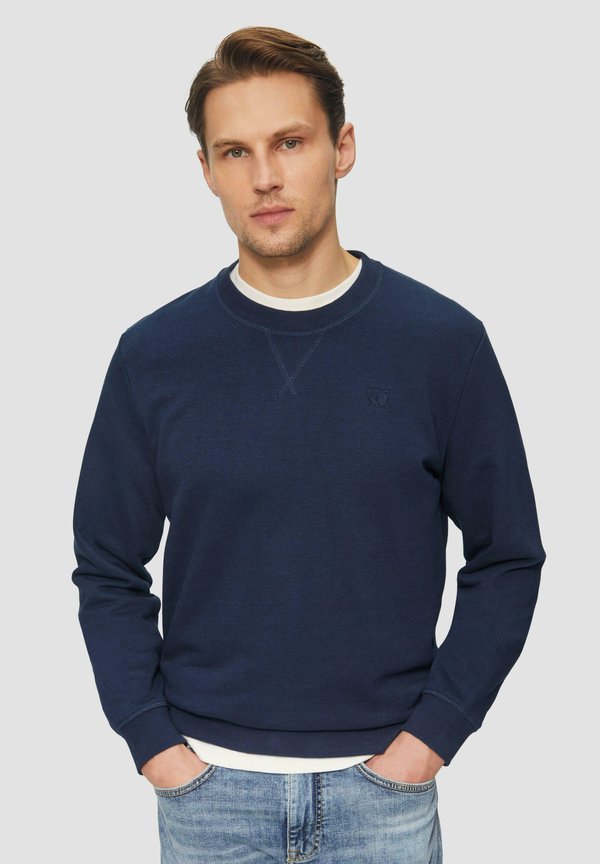 s.Oliver CREW NECK MIT LOGO-STICKEREI - Sweatshirt - tiefblau