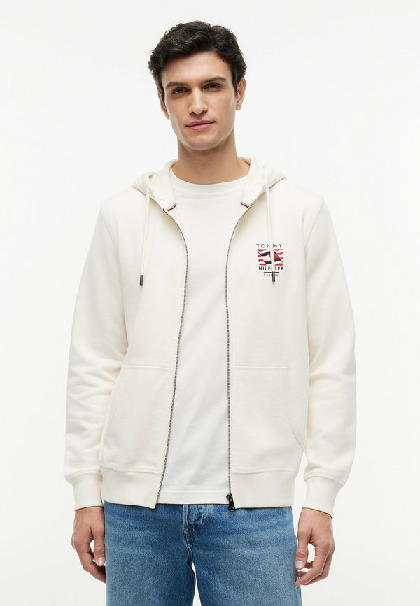 Tommy Hilfiger RWB BOX FLAG TR FULL ZIP - AMERICANA CAPSULE - Zip-up sweatshirt - ivory petal