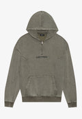 YOURTURN UNISEX RELAXED FIT CURVED HEM QUARTER-ZIP HOODIE