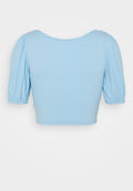 Glamorous BOW FRONT SCOOP CROP WITH PUFF SHORT SLEEVES