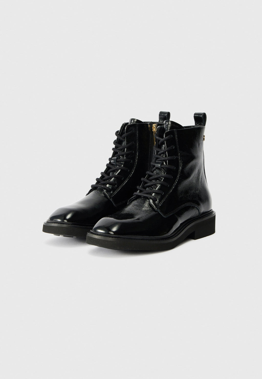 CRINKLE LEATHER LACE-UP ANKLE BOOTS Media 2