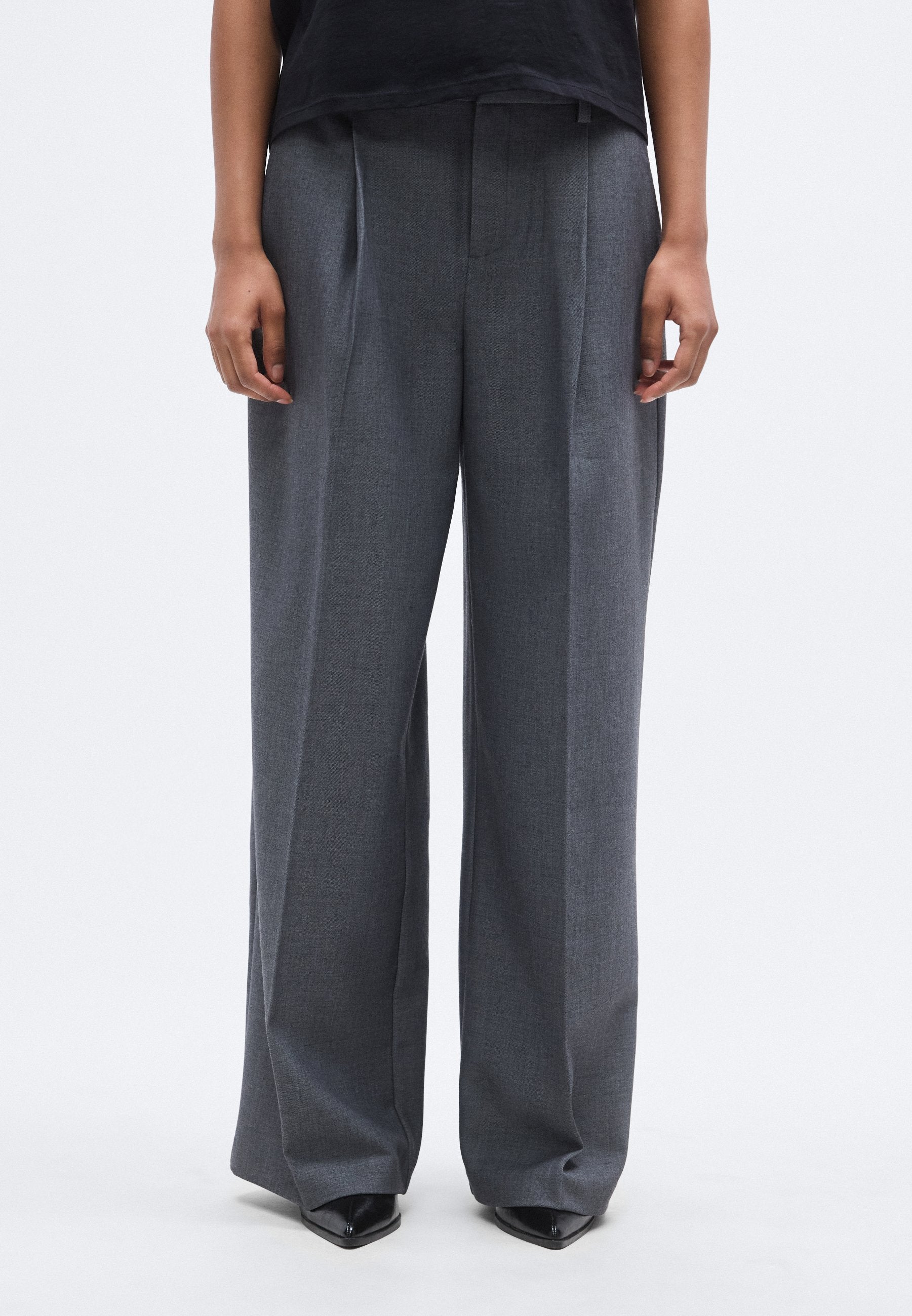 Gina Tricot Petite WIDE PLEATED TROUSERS