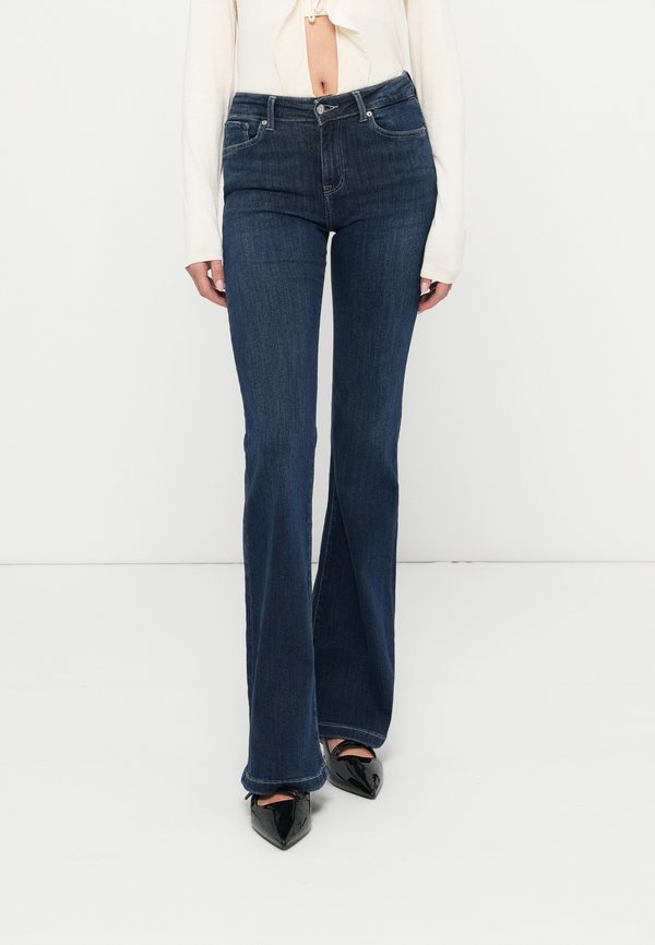 ONLY ONLPOWER Mid waist Flared Fit - Flared Jeans - dark blue denim