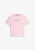 Tommy Hilfiger LOGO INTERLOCK KNIT T-SHIRT - Print T-shirt - bonita pink