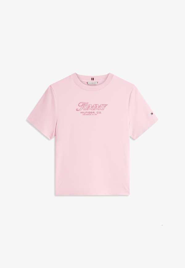 Tommy Hilfiger LOGO INTERLOCK KNIT T-SHIRT - Print T-shirt - bonita pink