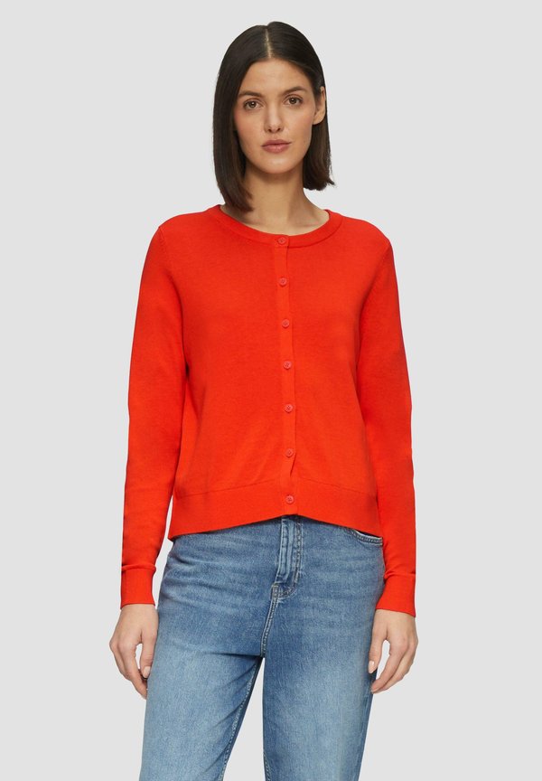 s.Oliver RUNDHALS-MIT KNOPFLEISTE - Cardigan - dunkelorange