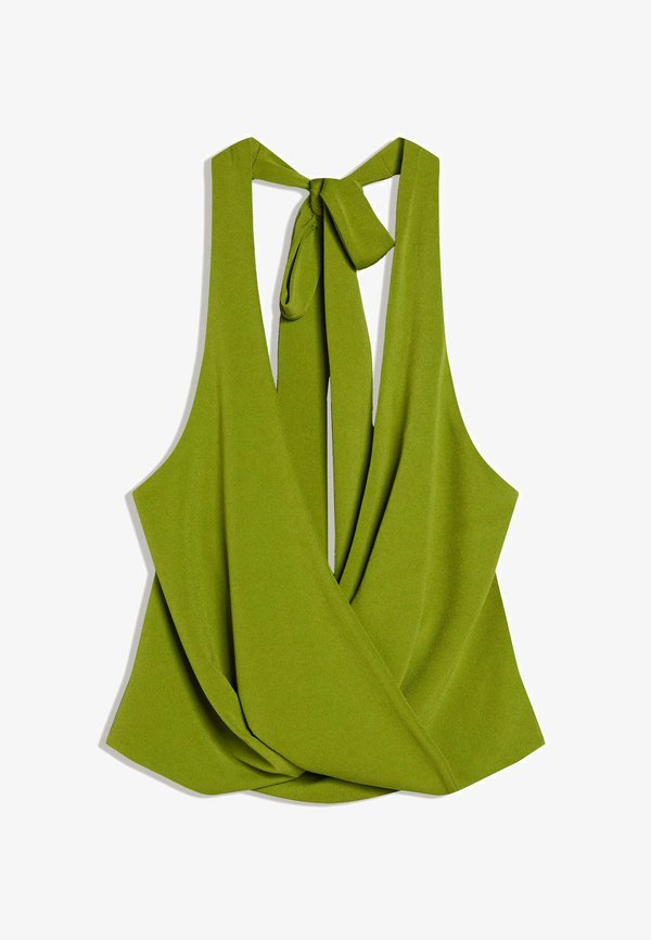 Bershka HALTER NECK WITH KNOT DETAIL - Top - green