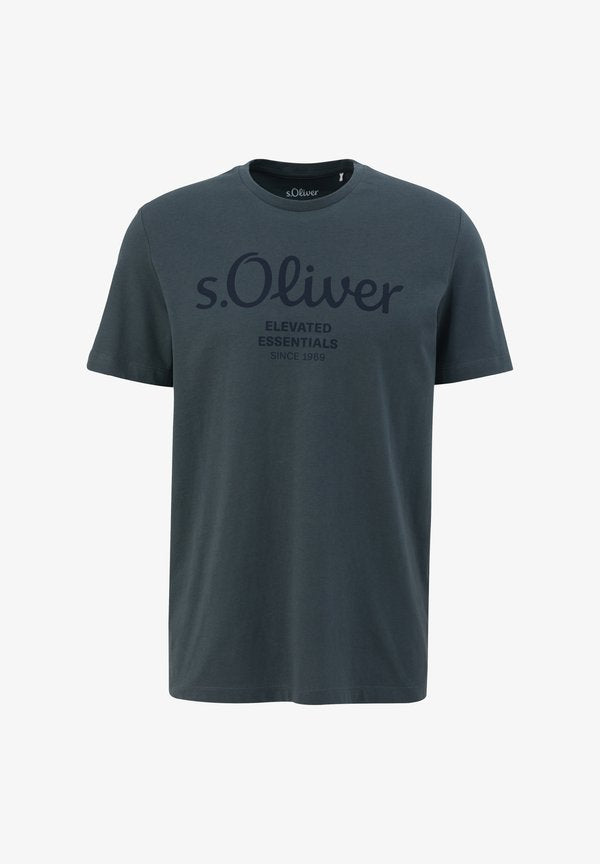 s.Oliver KURZARM - Print T-shirt - dunkelgrau