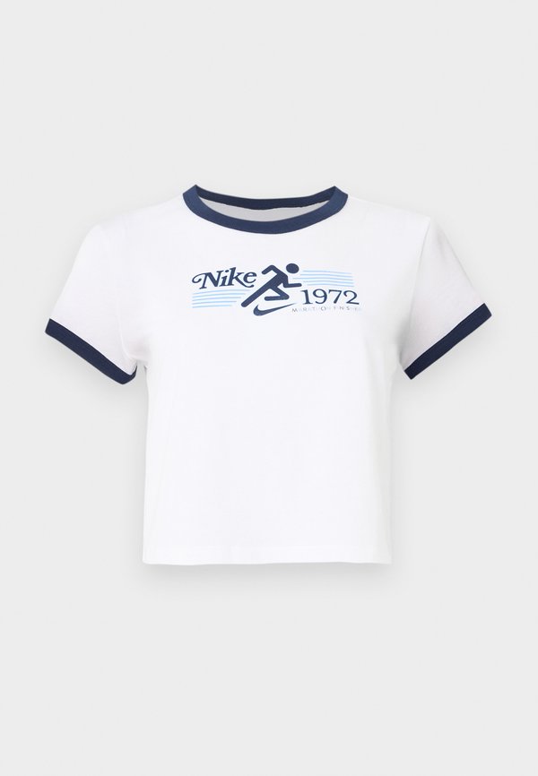 Nike Sportswear TEE RINGER - Print T-shirt - white/midnight navy