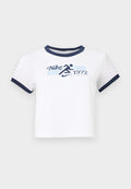 Nike Sportswear TEE RINGER - Print T-shirt - white/midnight navy
