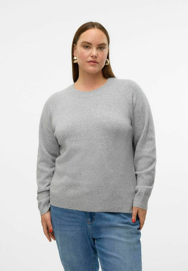 Vero Moda Curve STRICKPULLOVER VMCDOFFY PULLOVER - Jumper - light grey melange