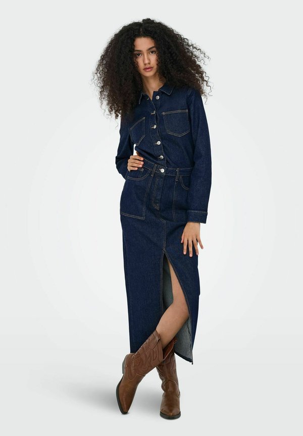 ONLY ONLPHILLY Long - Denim dress - dark blue denim