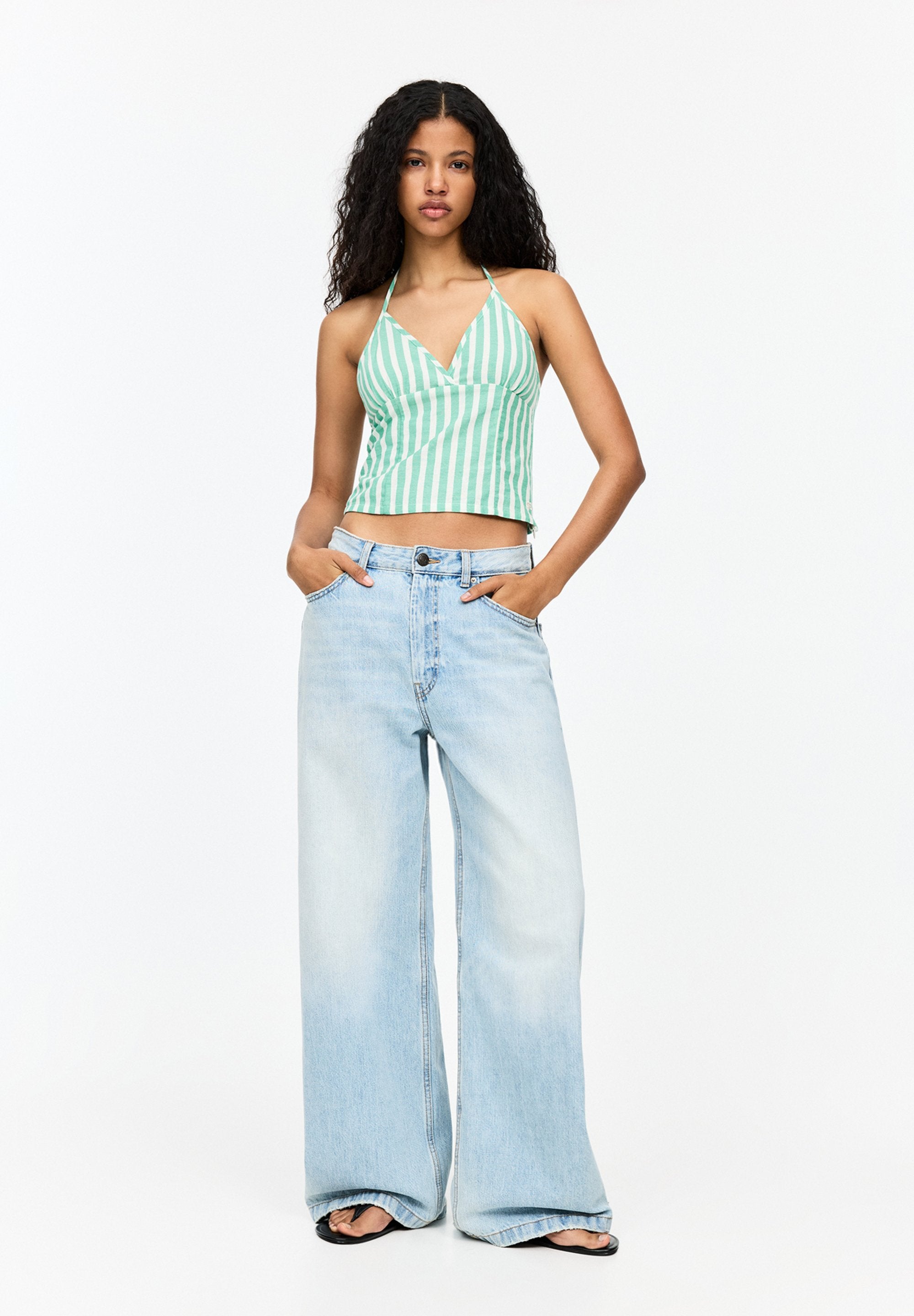 PULL&BEAR STRIPED HALTER