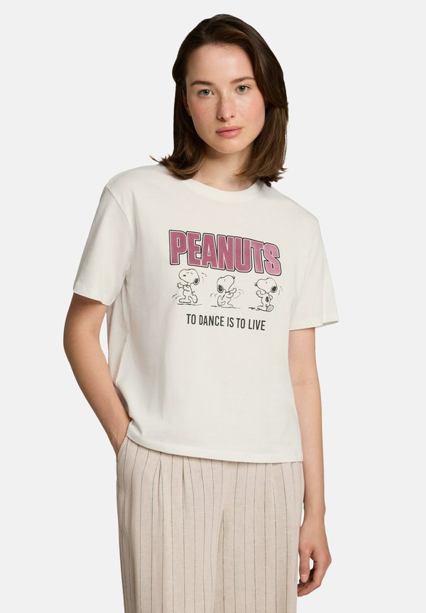 TOM TAILOR PEANUTS BOXY T-SHIRT - Print T-shirt - off white