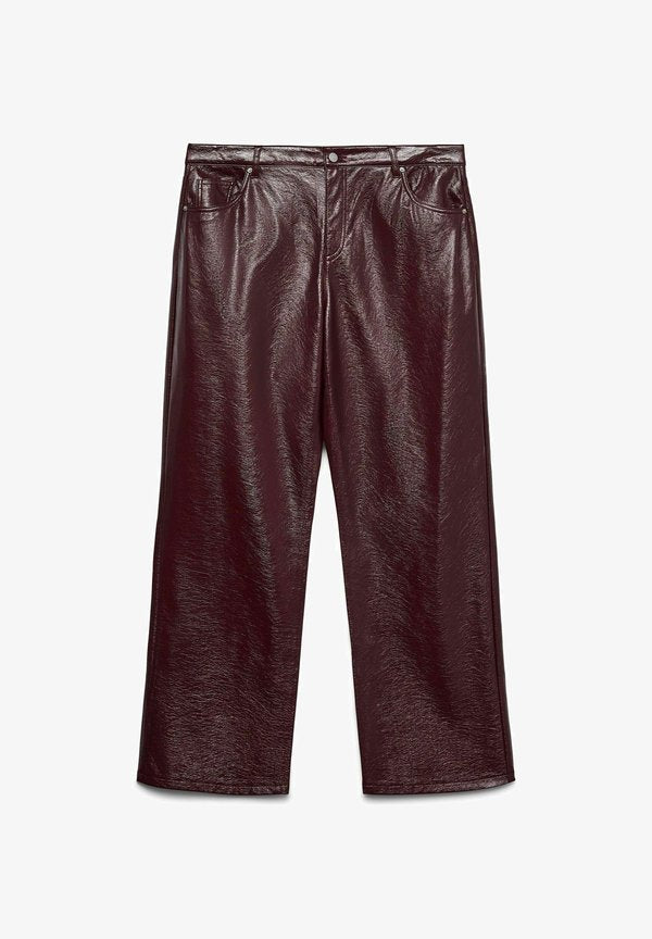 Vero Moda Curve Wide-fit VMCTESSA High rise Wide Leg Fit - Trousers - winetasting