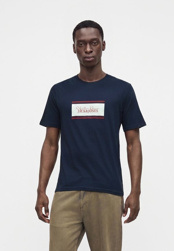 Jack & Jones JJBUSTER TEE CREW NECK  - Print T-shirt - navy blazer