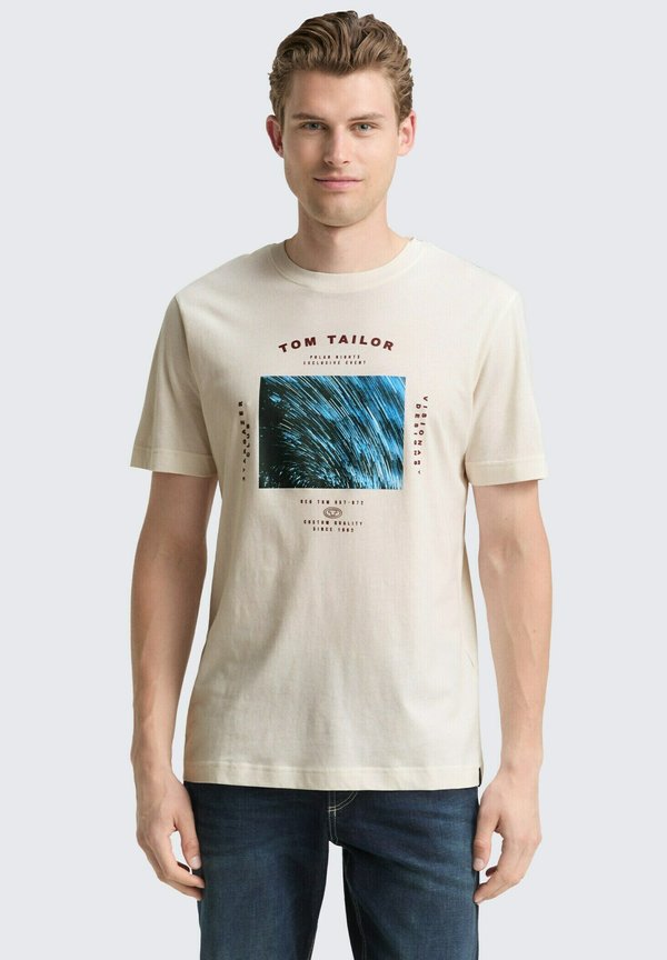 TOM TAILOR MIT PRINT - Print T-shirt - gardenia white
