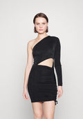 IN THE STYLE RUCHED CUT OUT SLINKY MINI DRESS