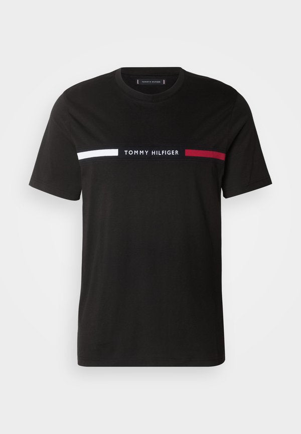 Tommy Hilfiger HILFIGER CHEST INSERT TEE - Print T-shirt - black