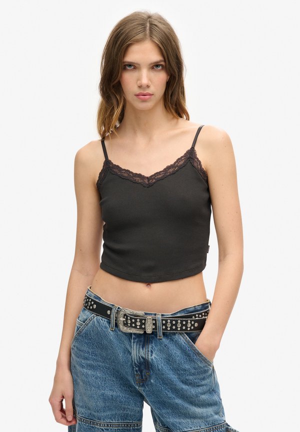 Superdry & Co ATHLETIC ESSENTIAL CROPPED  - Top - bison black