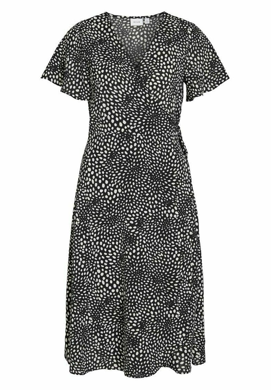 VILA VILOVIE S/S WRAP MIDI DRESS - NOOS