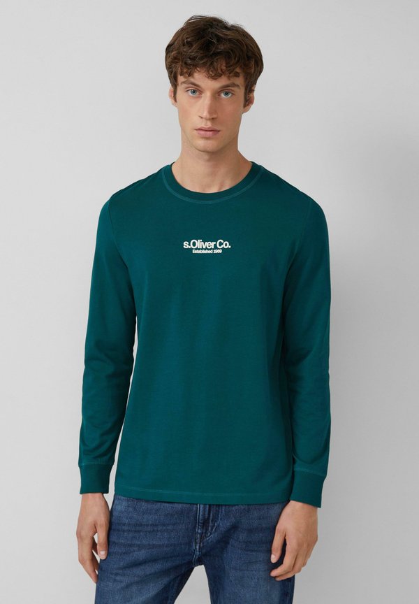 s.Oliver AUS MIT LOGO - Long sleeved top - tannengrün