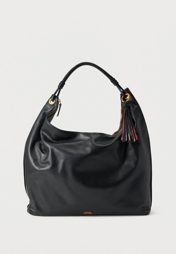 Tommy Hilfiger LEATHER TASSEL HOBO BAG - Tote bag - black