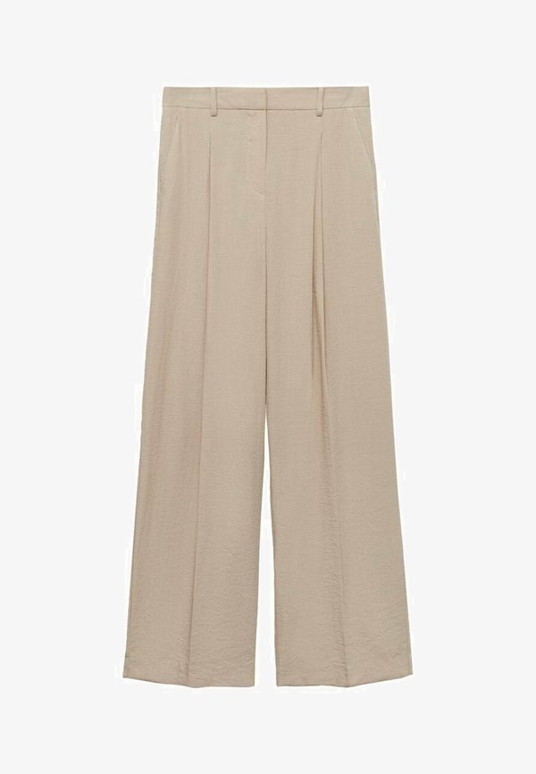 Mango WIDE - PLEATED - Trousers - sand