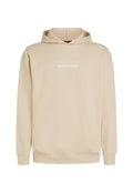 Beige Kapuzenpullover aus weichem Stoff, mit einem Frontdruck "The Future Surf Society" in Weiß. Normale Passform mit gerippten Bündchen.