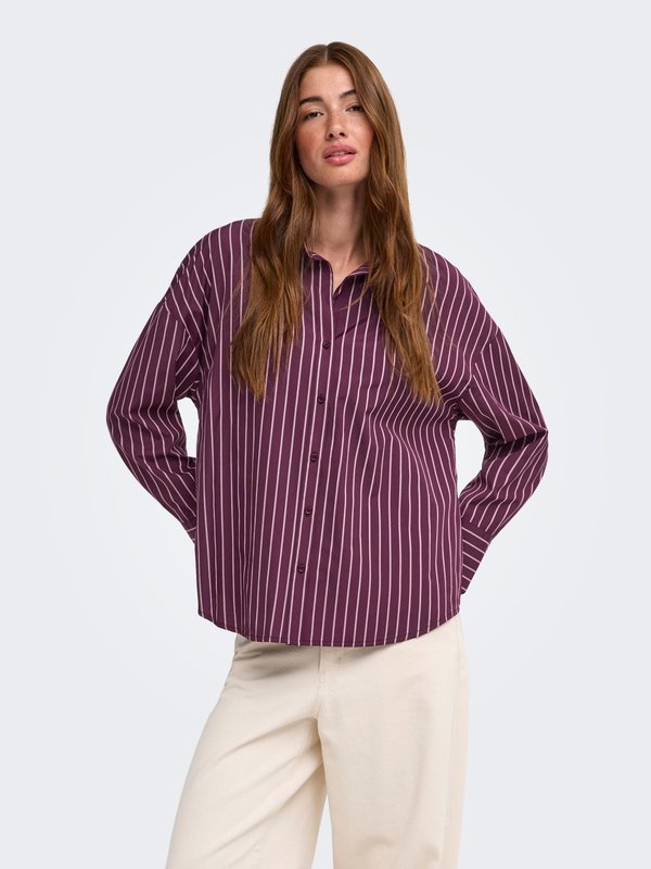 ONLY ONLOREGON ALVA LS REG SHIRT NOOS WVN - Button-down blouse - grape wine