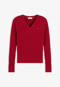 Tommy Hilfiger CABLE KNIT V NECK JUMPER - Jumper - raspberry juice