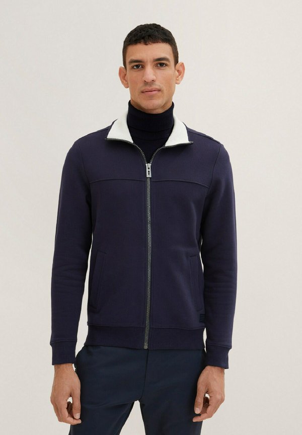 TOM TAILOR Zip-up sweatshirt - knitted navy