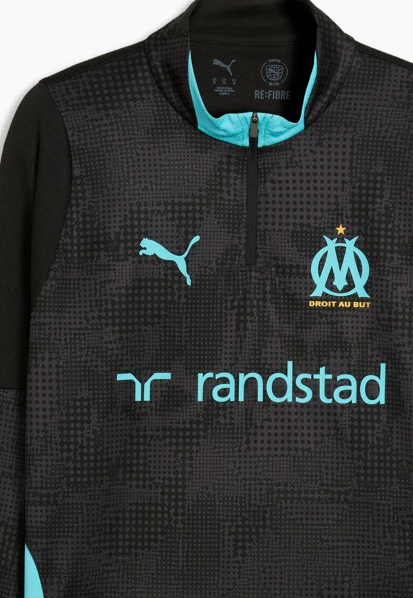 Puma OM TRAINING 1/4 ZIP TOP - Long sleeved top - black-team aqua