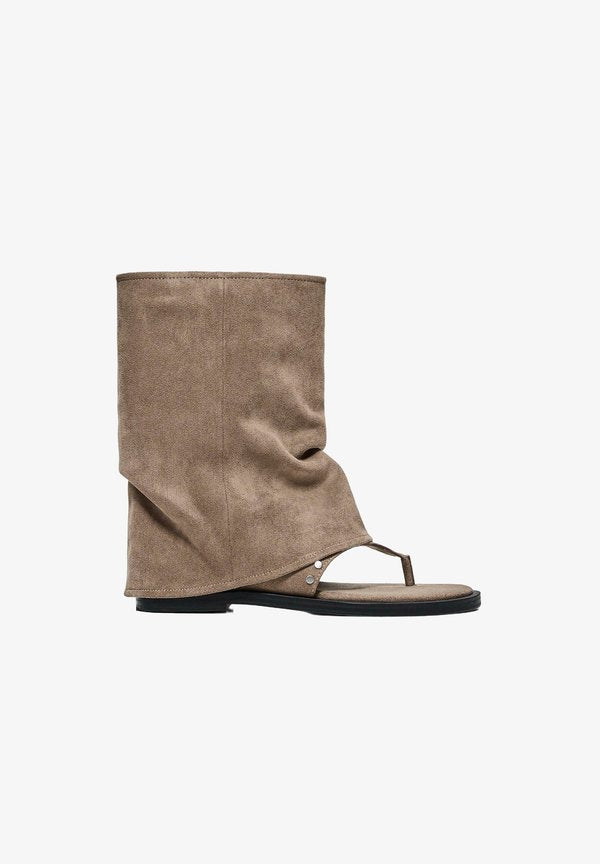 Bershka FLAT  - T-bar sandals - taupe