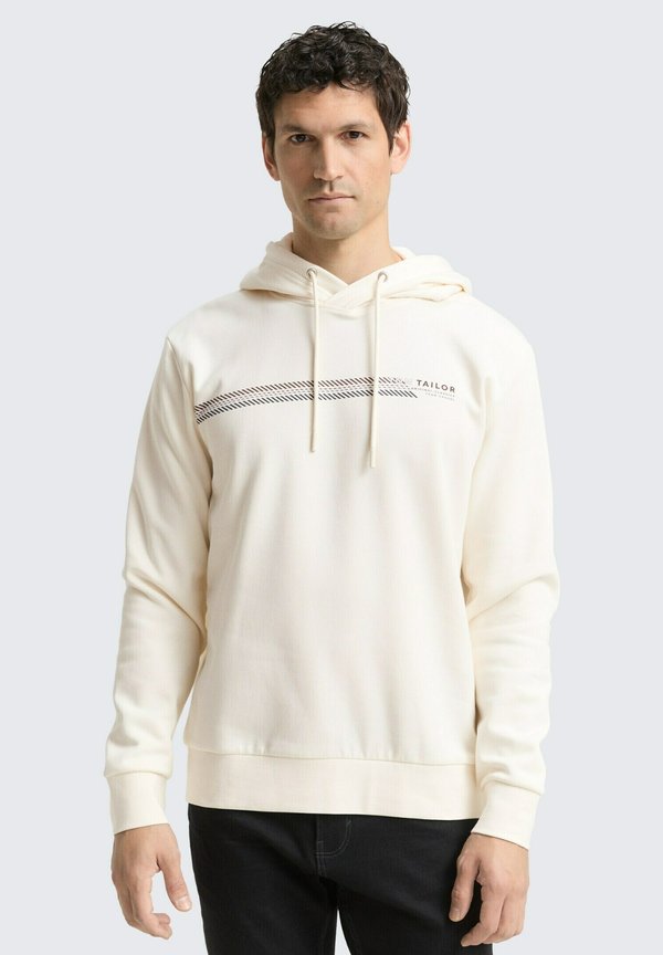 TOM TAILOR MIT LOGO-PRINT - Hoodie - wool white