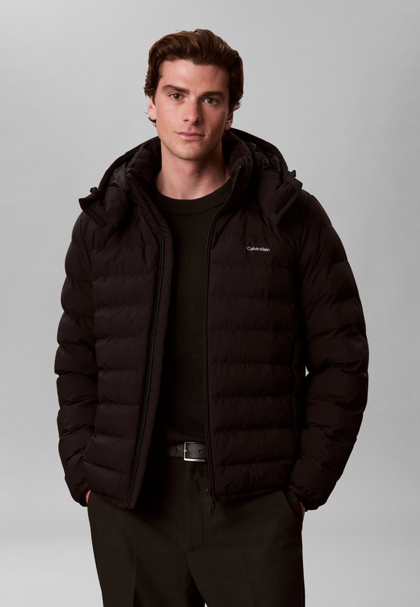 Calvin Klein HOODED PUFFER - Light jacket - black