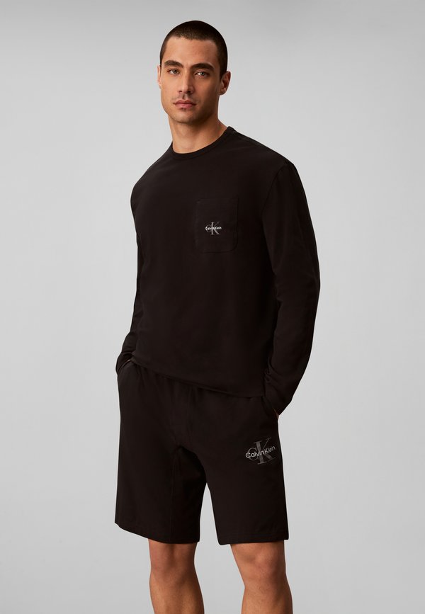 Calvin Klein Underwear CREW NECK GRAPHIC MONOGRAM STRETCH - Pyjama top - black