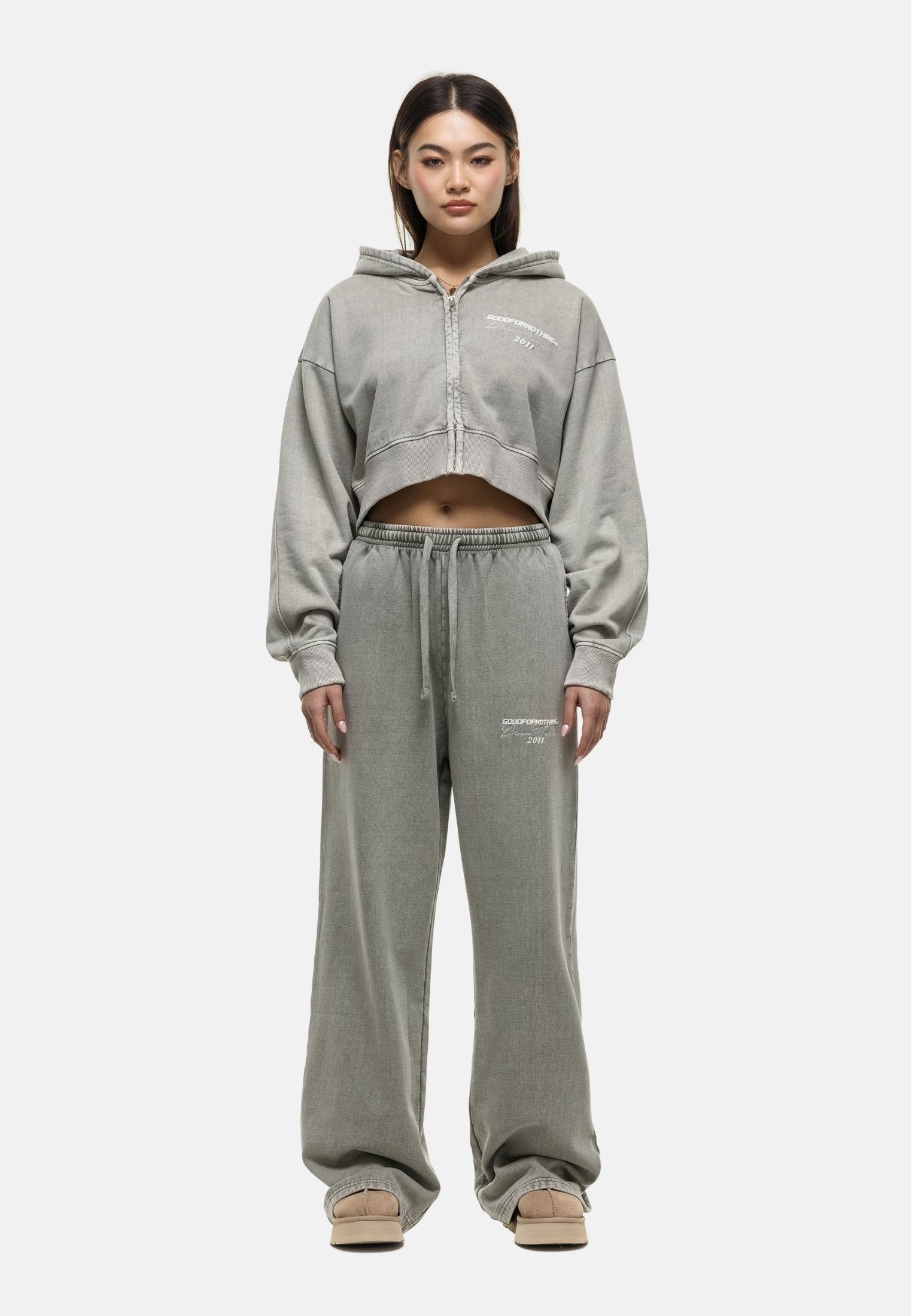 Good For Nothing FOREVER  FOREST FOG CROPPED HOODIE
