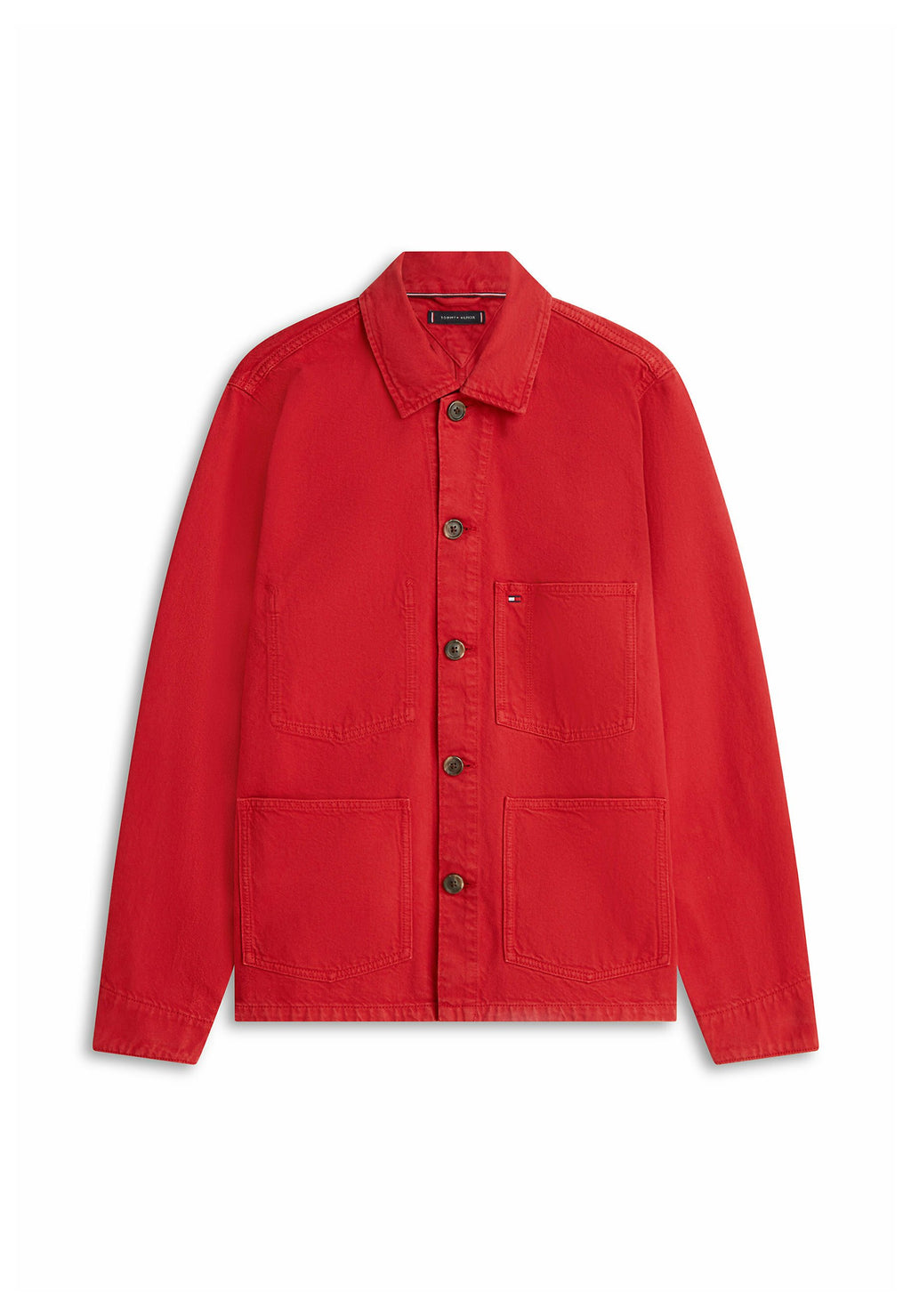 WASHED FLAG EMBROIDERY DENIM CHORE JACKET Media 1
