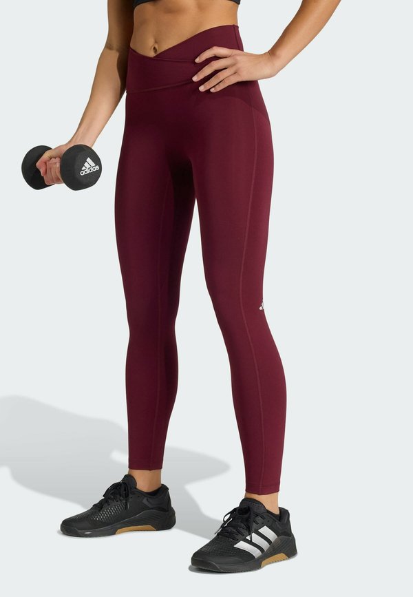 adidas Performance 3 STRIPES STUDIO ALL ME 7/8 X-OVER LEGGINGS - Leggings - maroon