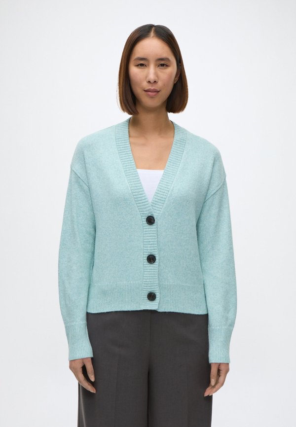 TOM TAILOR KNIT SHORT CARDIGAN - Cardigan - white moss melange
